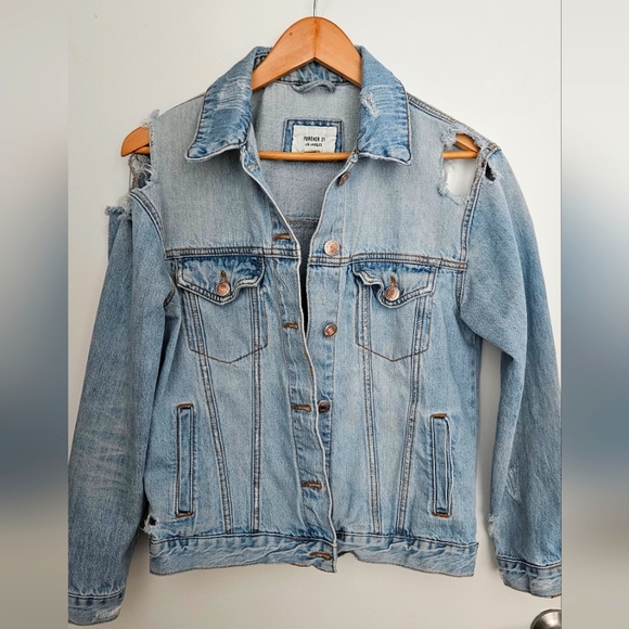 Ripped Denim Jacket (S) - Picture 1 of 6